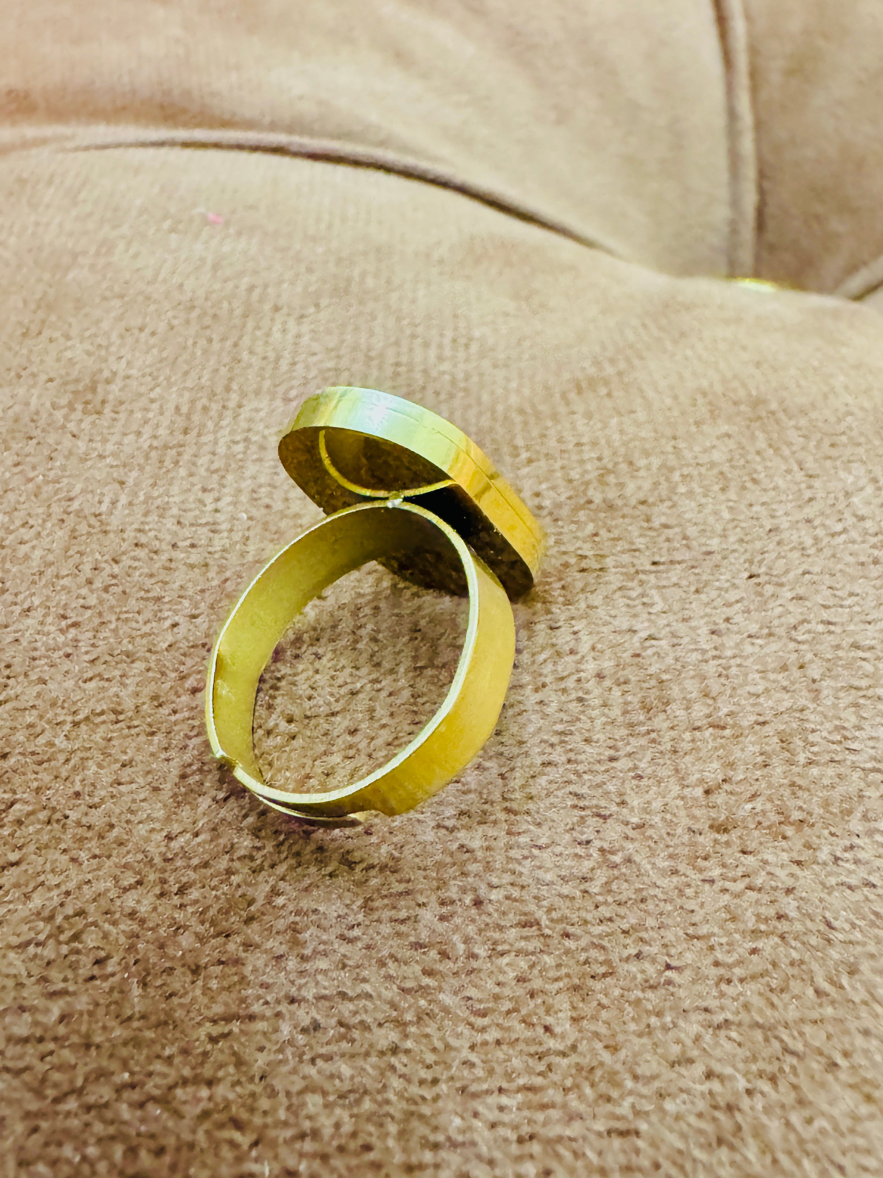 Gold Plated Adjustable Watch Dial Ring β Trendy Modern Statement Piece