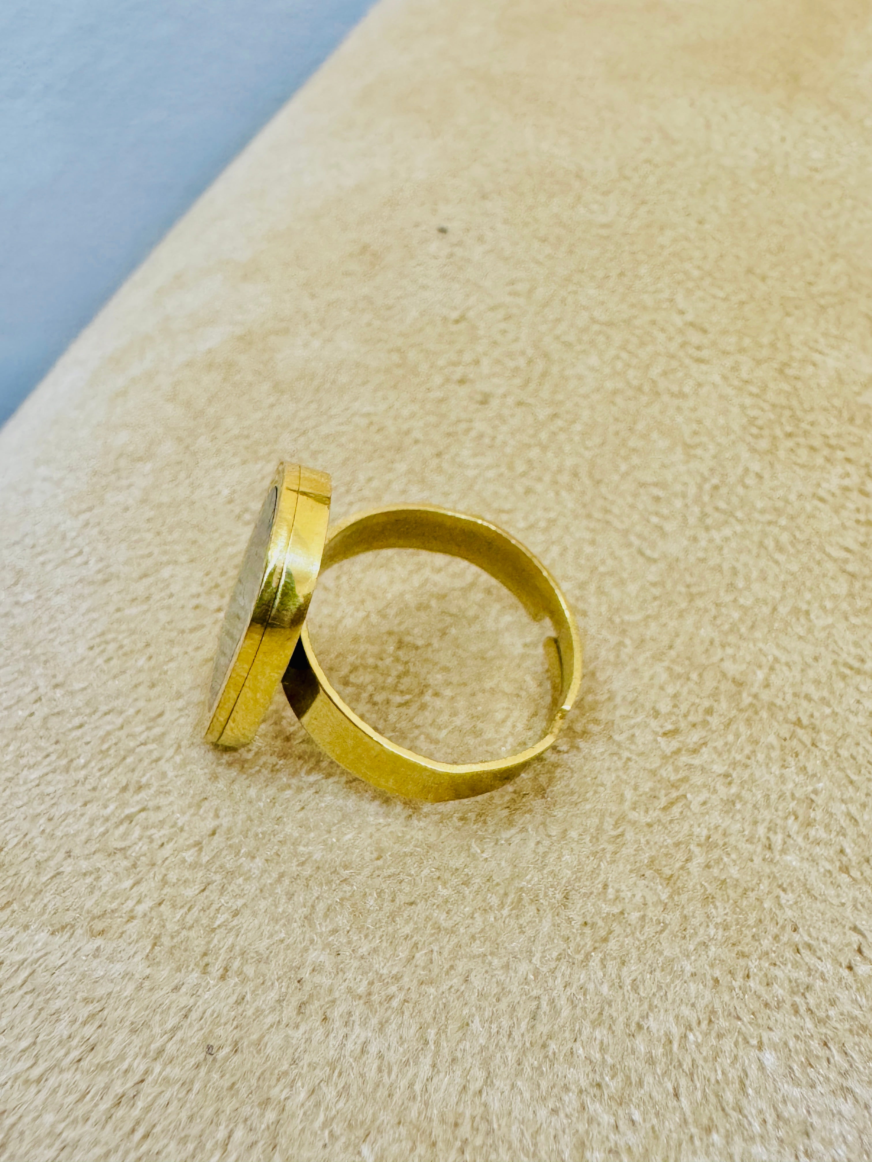 Gold Plated Adjustable Watch Dial Ring β Trendy Modern Statement Piece