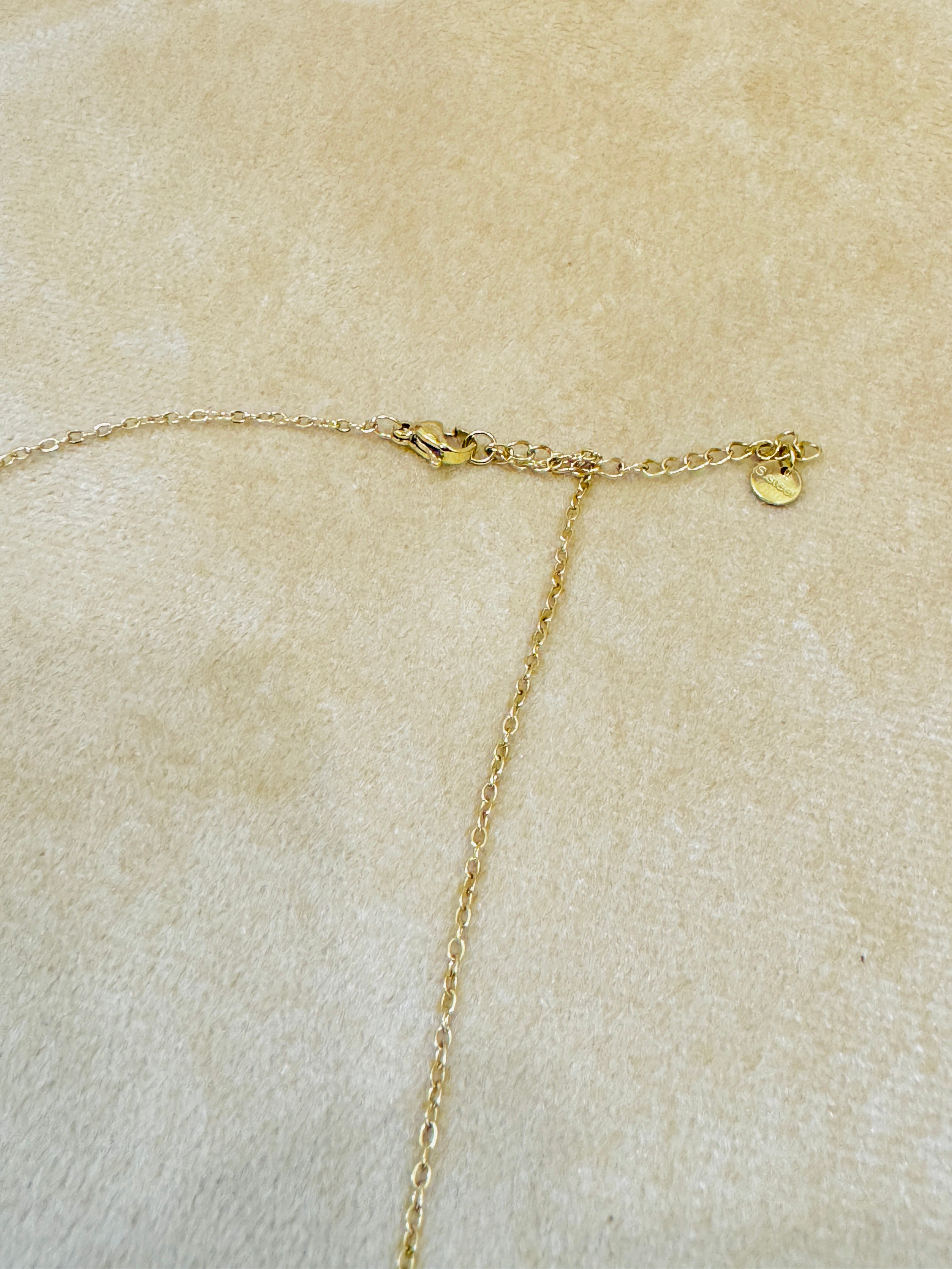 Dual Gemstone Gold Plated Necklace – Elegant Green & Black Stone Pendant for Modern Glam