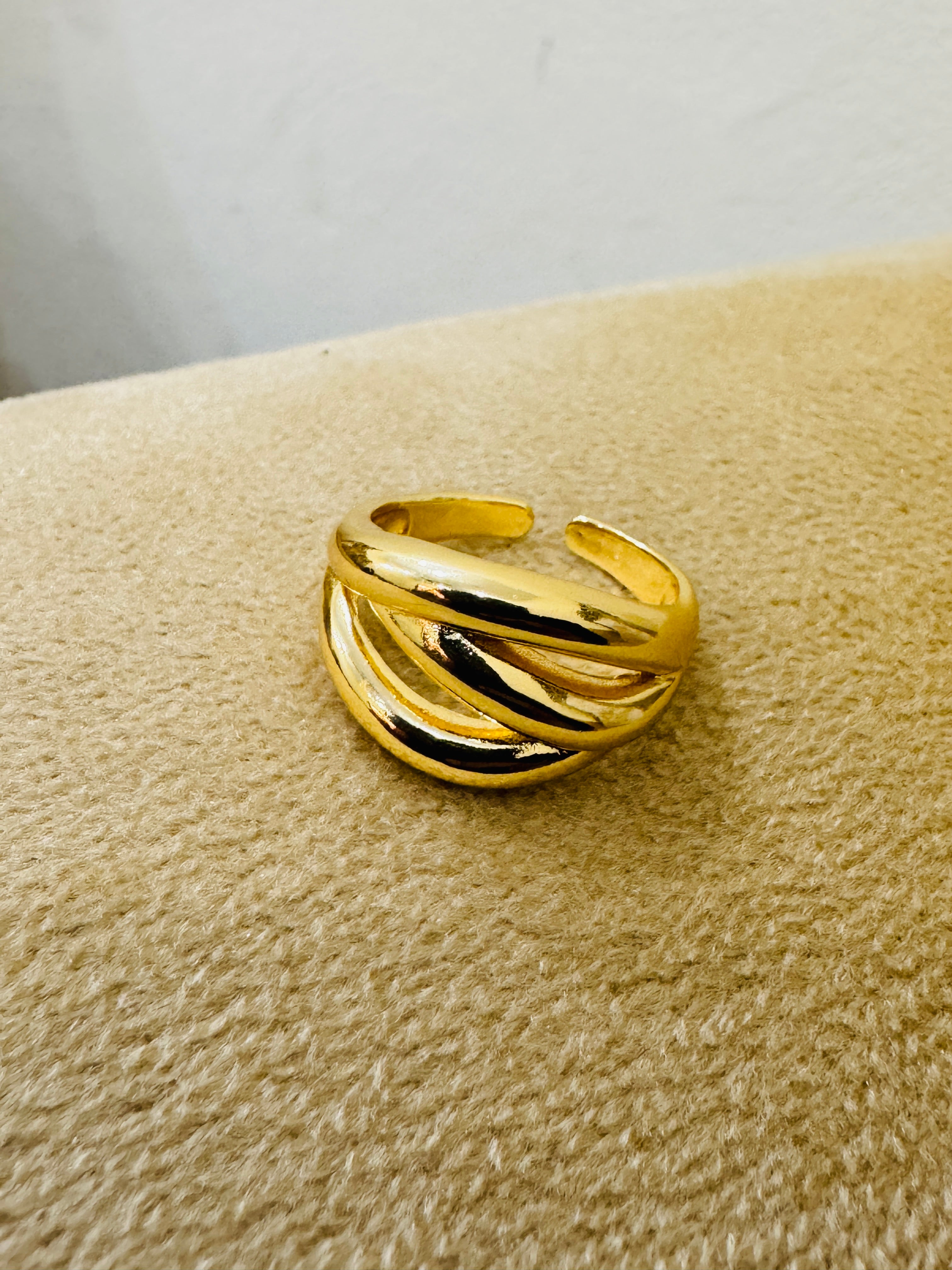 Premium Gold Plated Adjustable Twisted Ring – Stylish Daily Wear Elegance