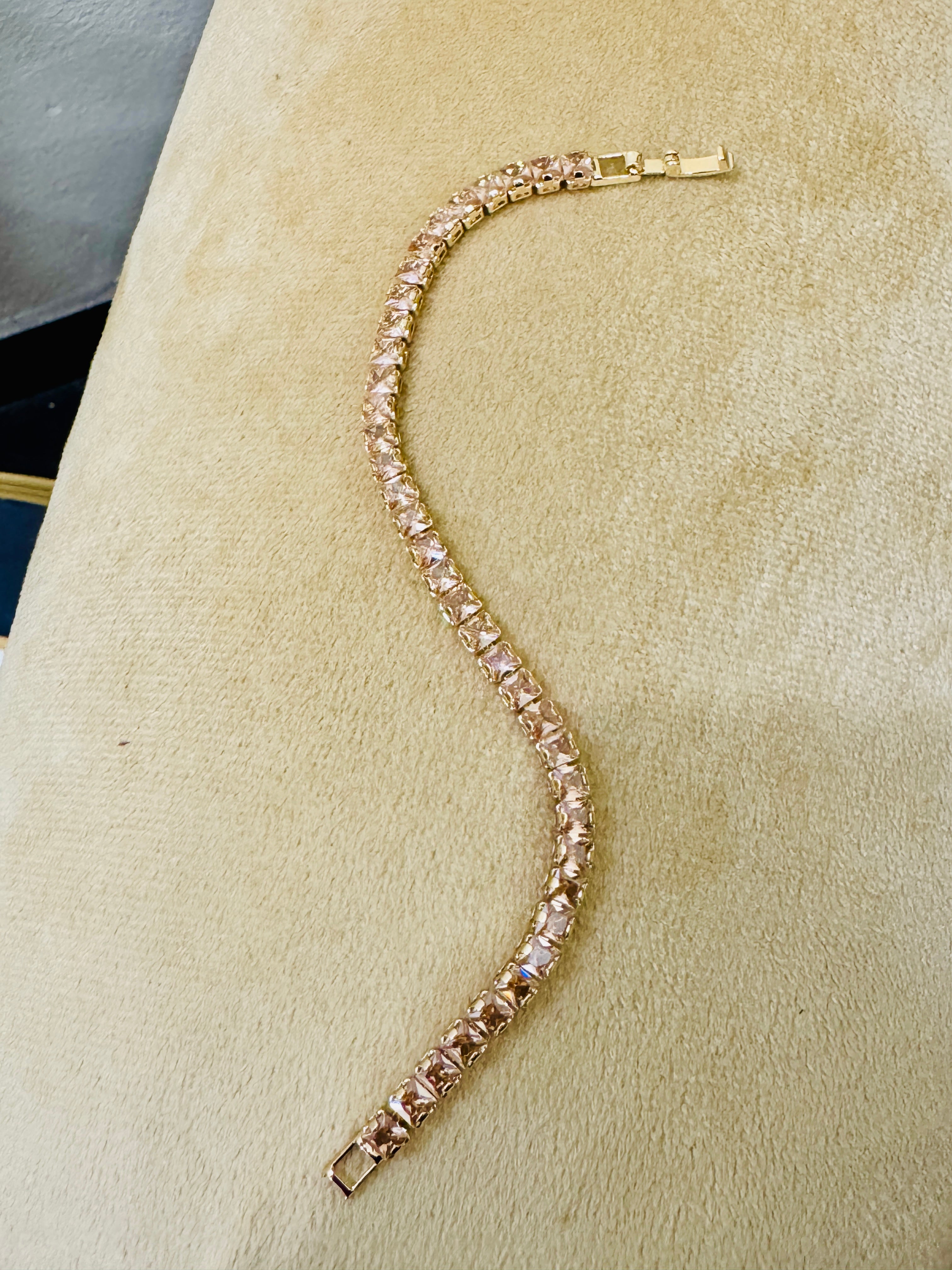 Premium Gold-Plated Crystal Tennis Bracelet β Elegant Party & Festive Wear