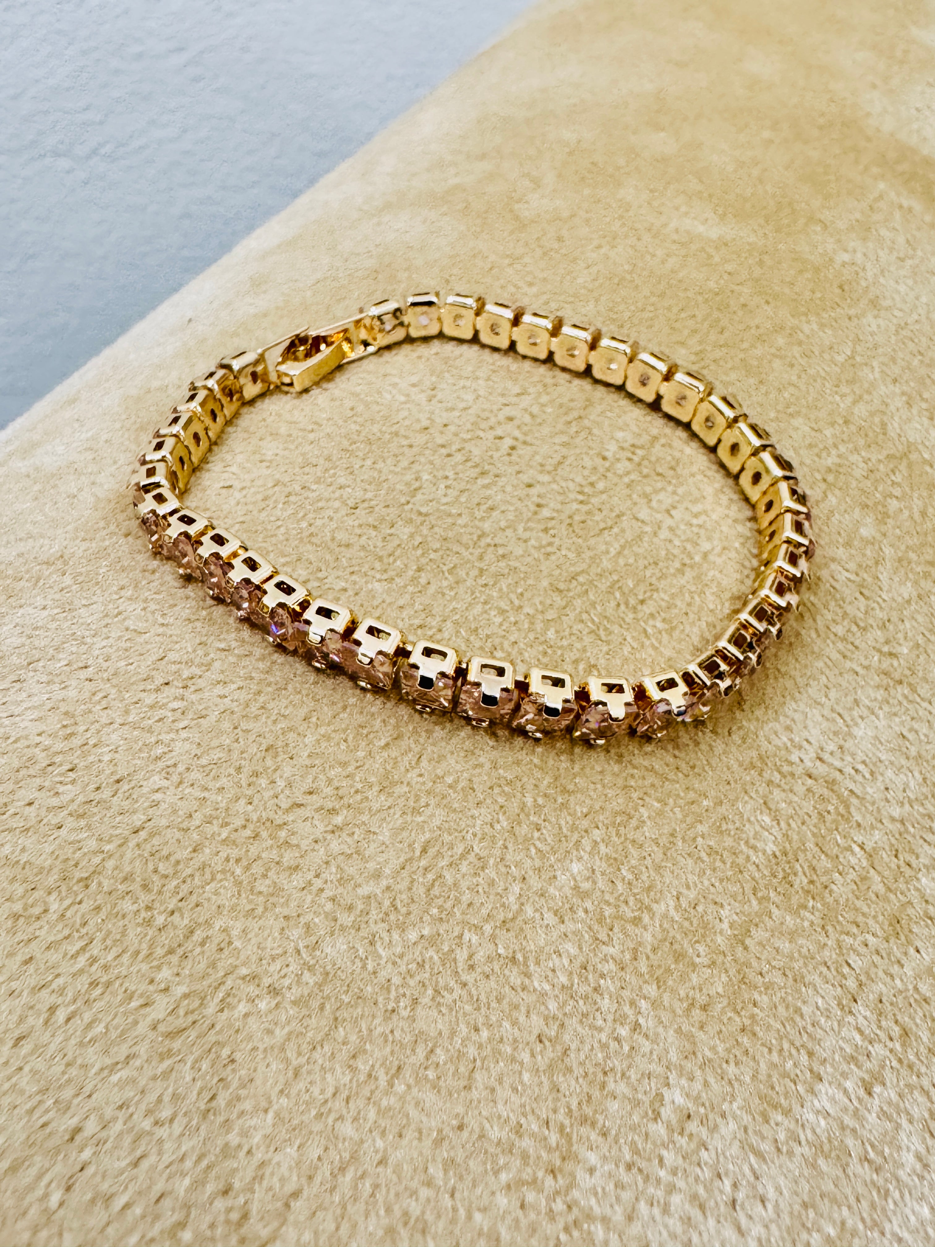 Premium Gold-Plated Crystal Tennis Bracelet β Elegant Party & Festive Wear
