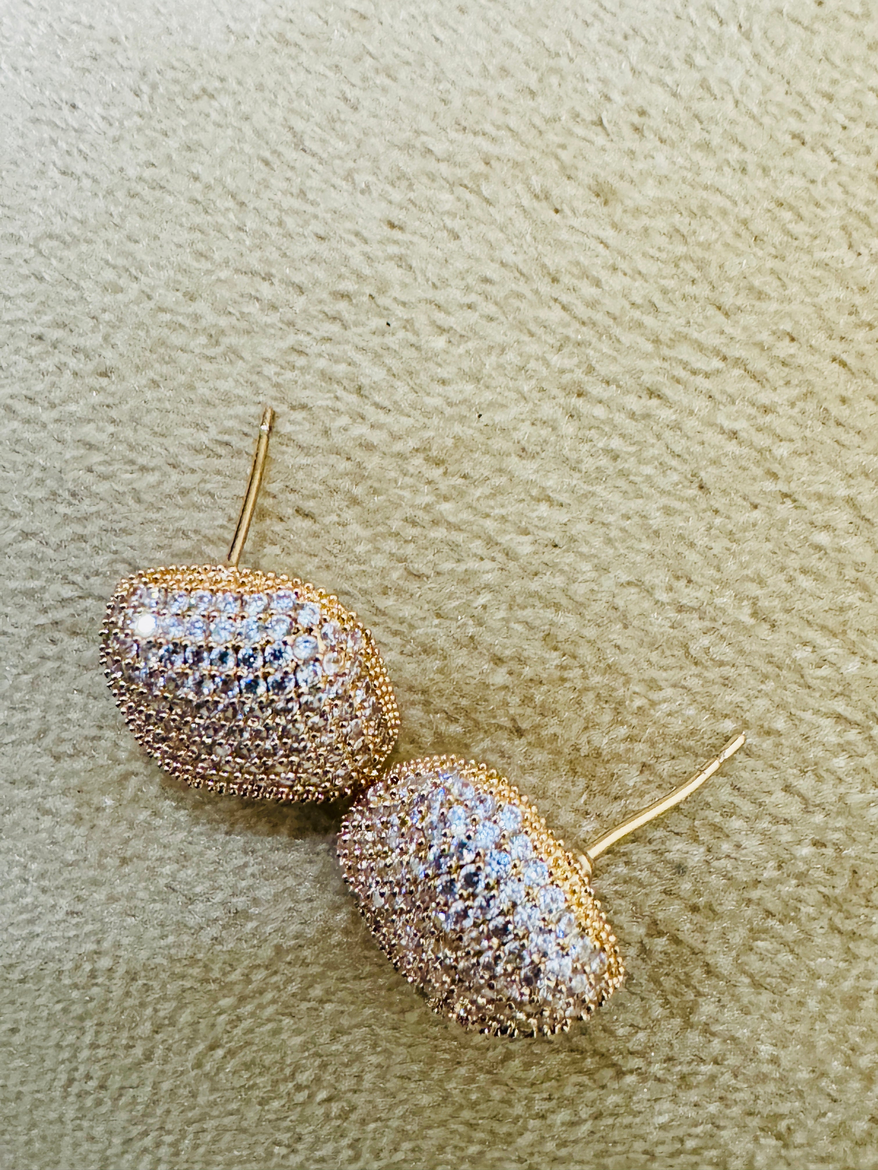 Luxury Gold-Plated Crystal Stud Earrings – Perfect for Party & Festive Wear