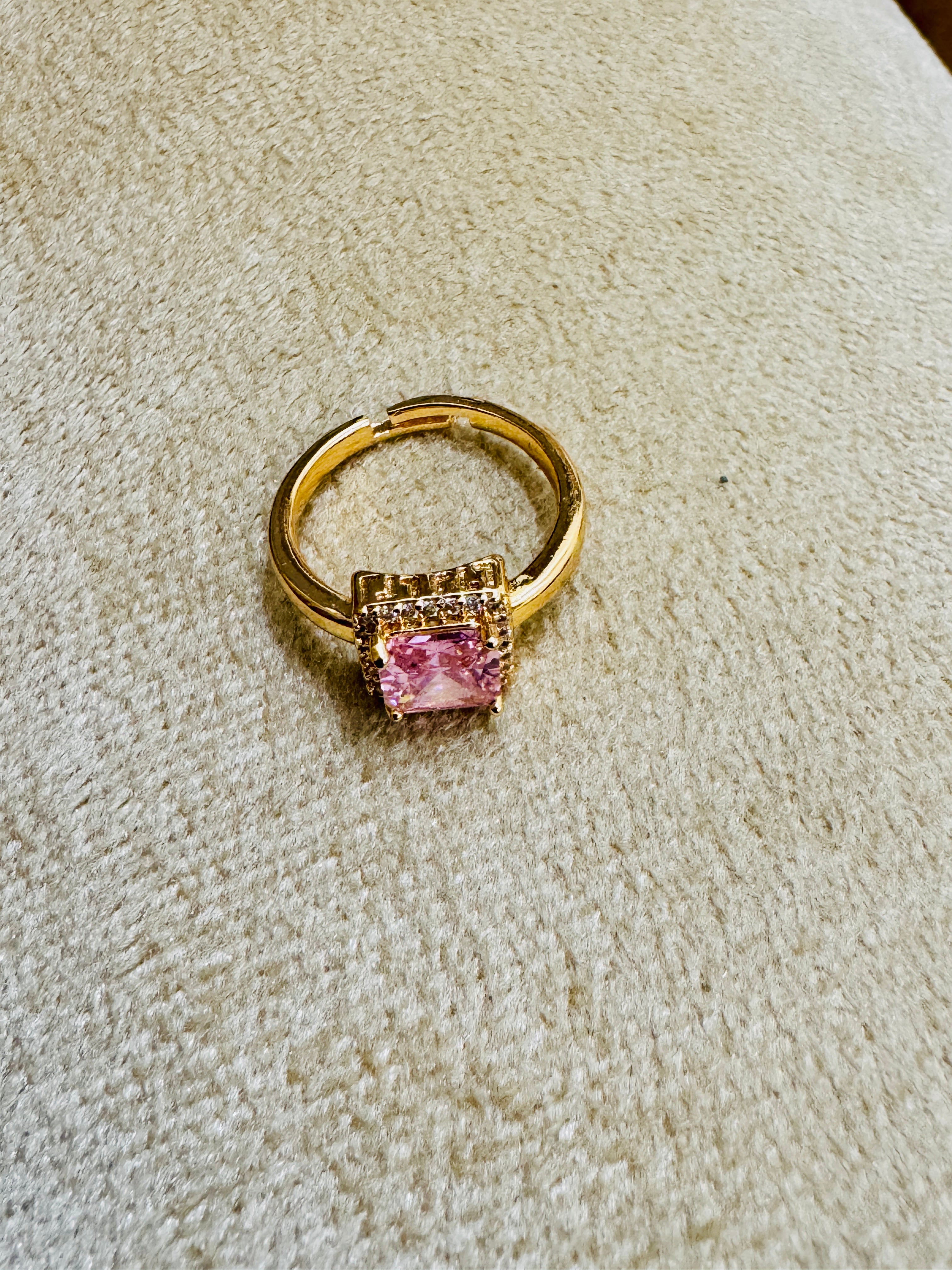 Gold Plated Pink Zircon Statement Ring – Elegant & Romantic Gift for Her