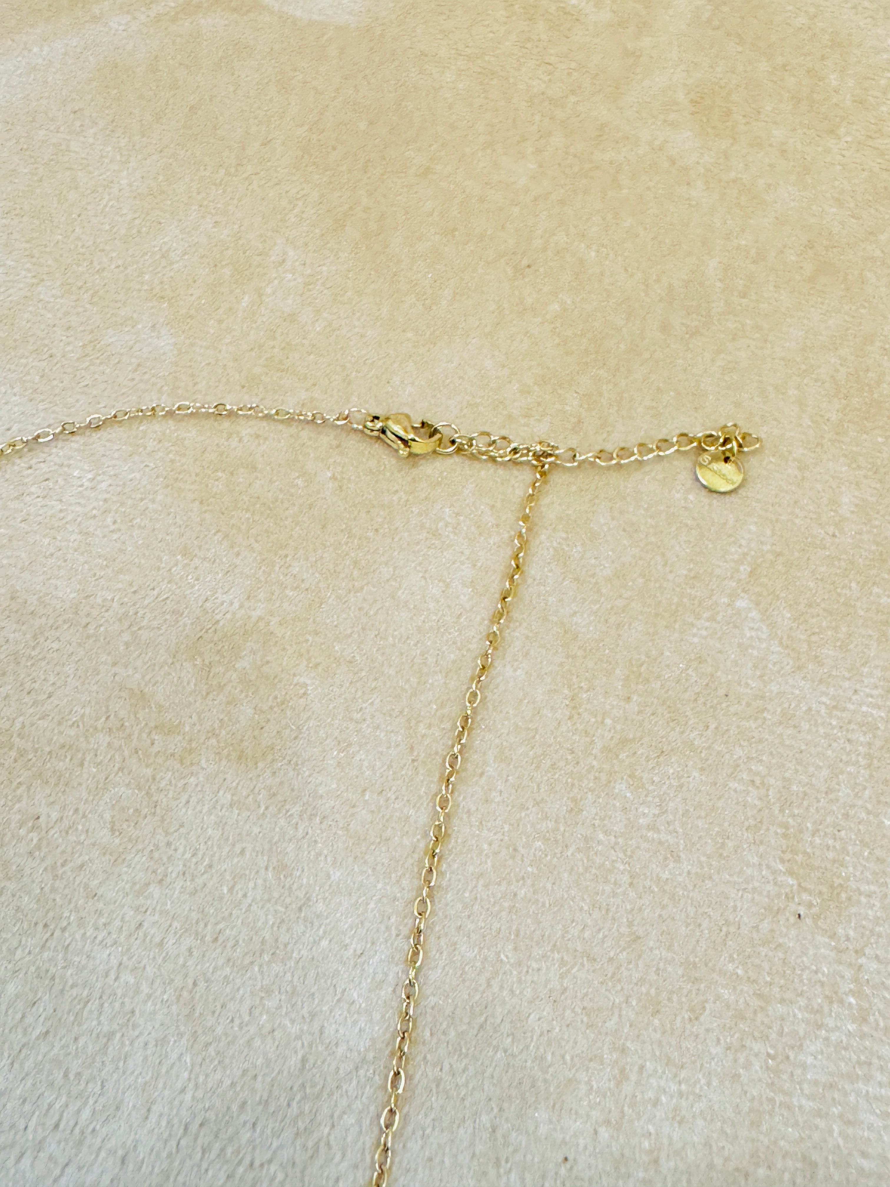 Dual Gemstone Gold Plated Necklace – Elegant Green & Black Stone Pendant for Modern Glam