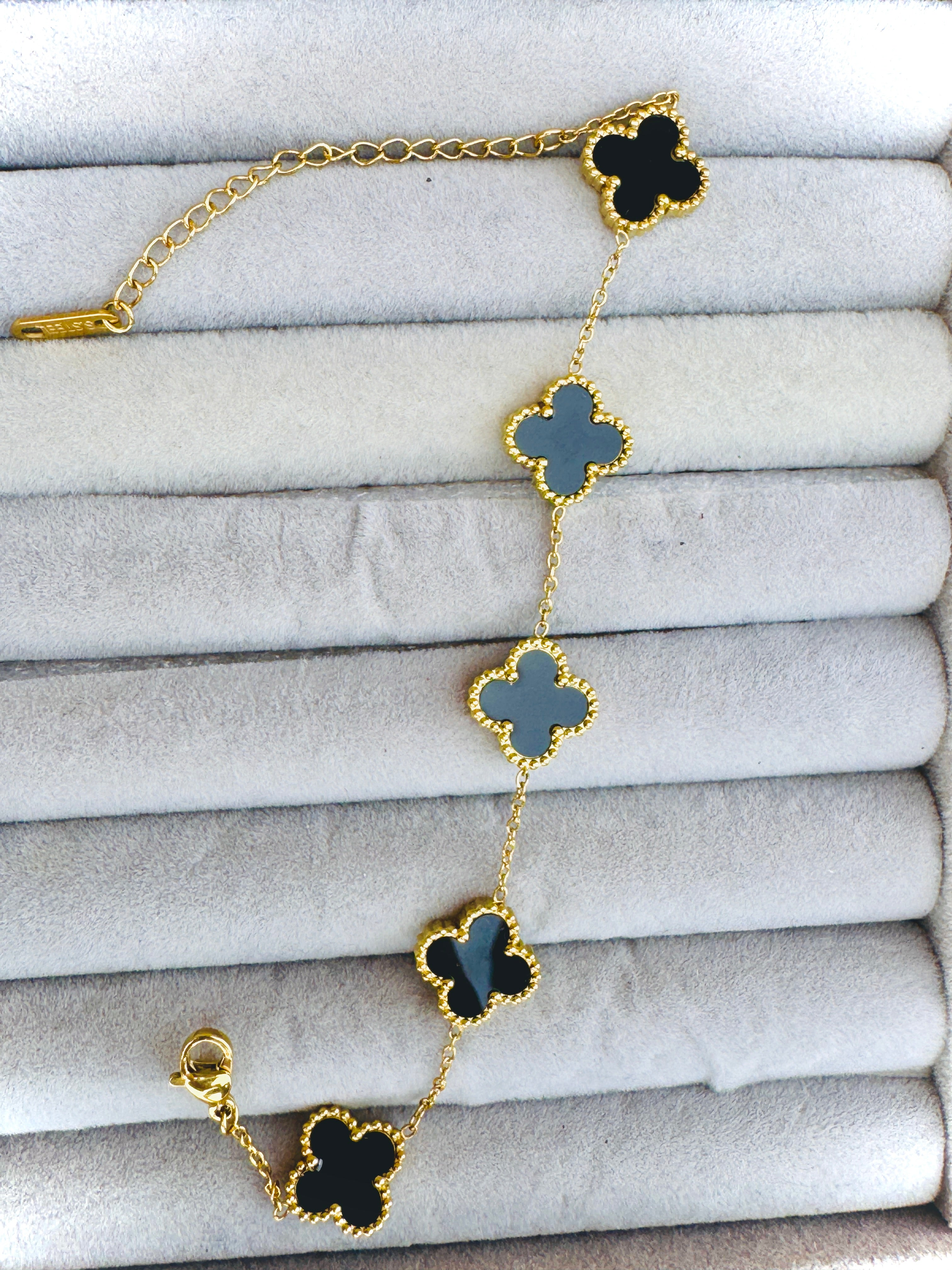 Premium Gold-Plated Black Clover Bracelet – Elegant Daily & Festive Wear