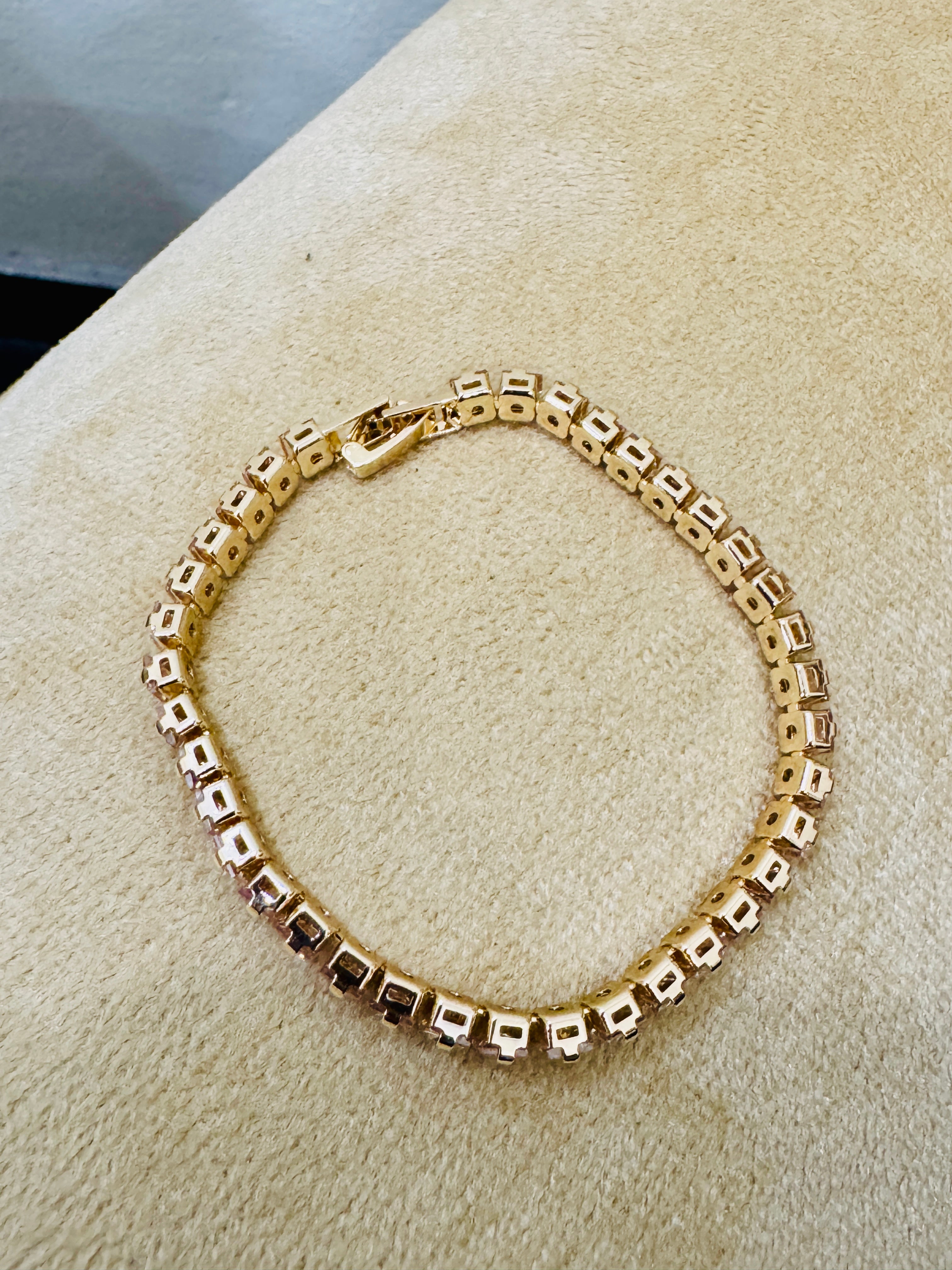 Premium Gold-Plated Crystal Tennis Bracelet – Elegant Party & Festive Wear