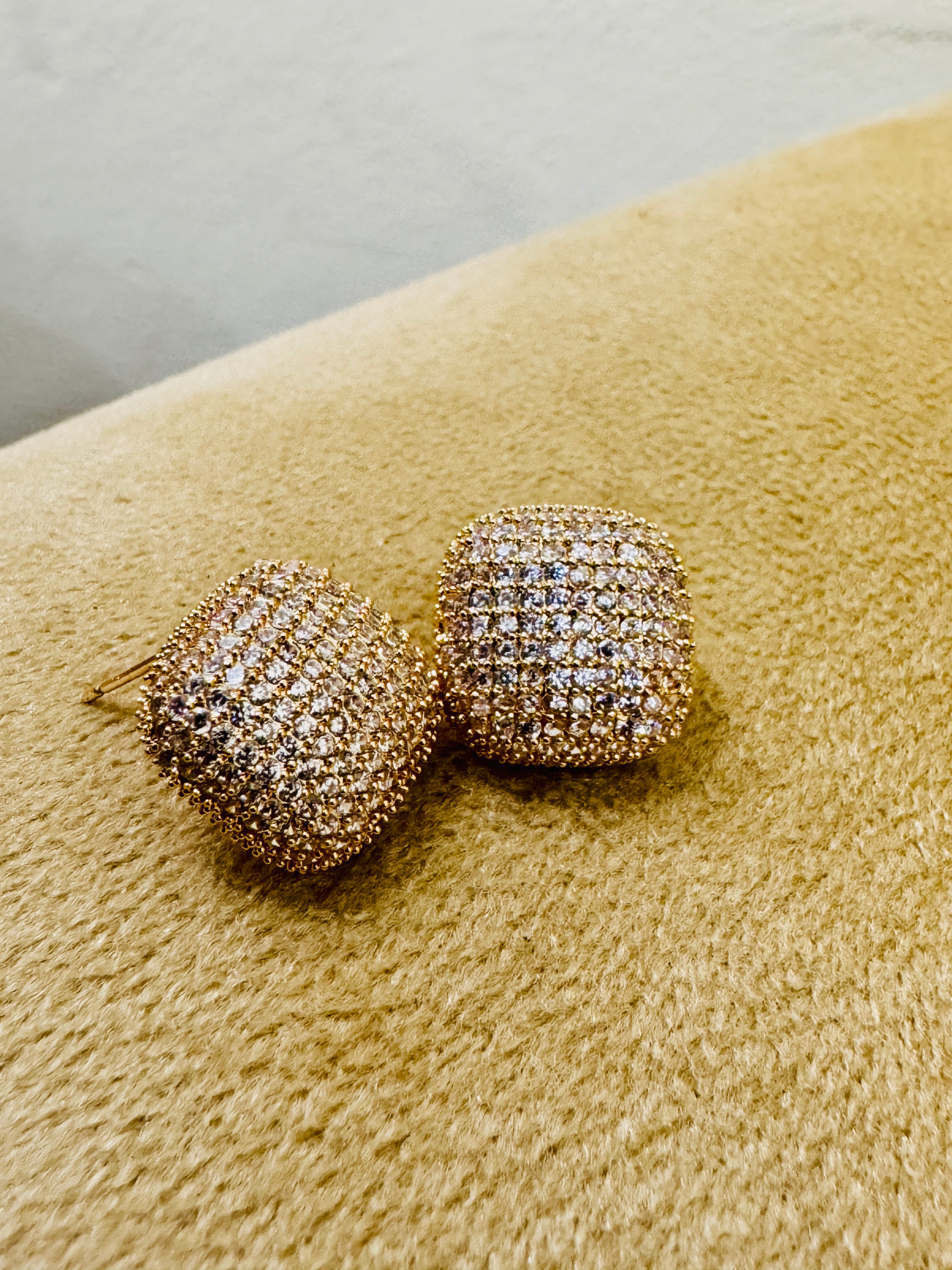 Luxury Gold-Plated Crystal Stud Earrings – Perfect for Party & Festive Wear