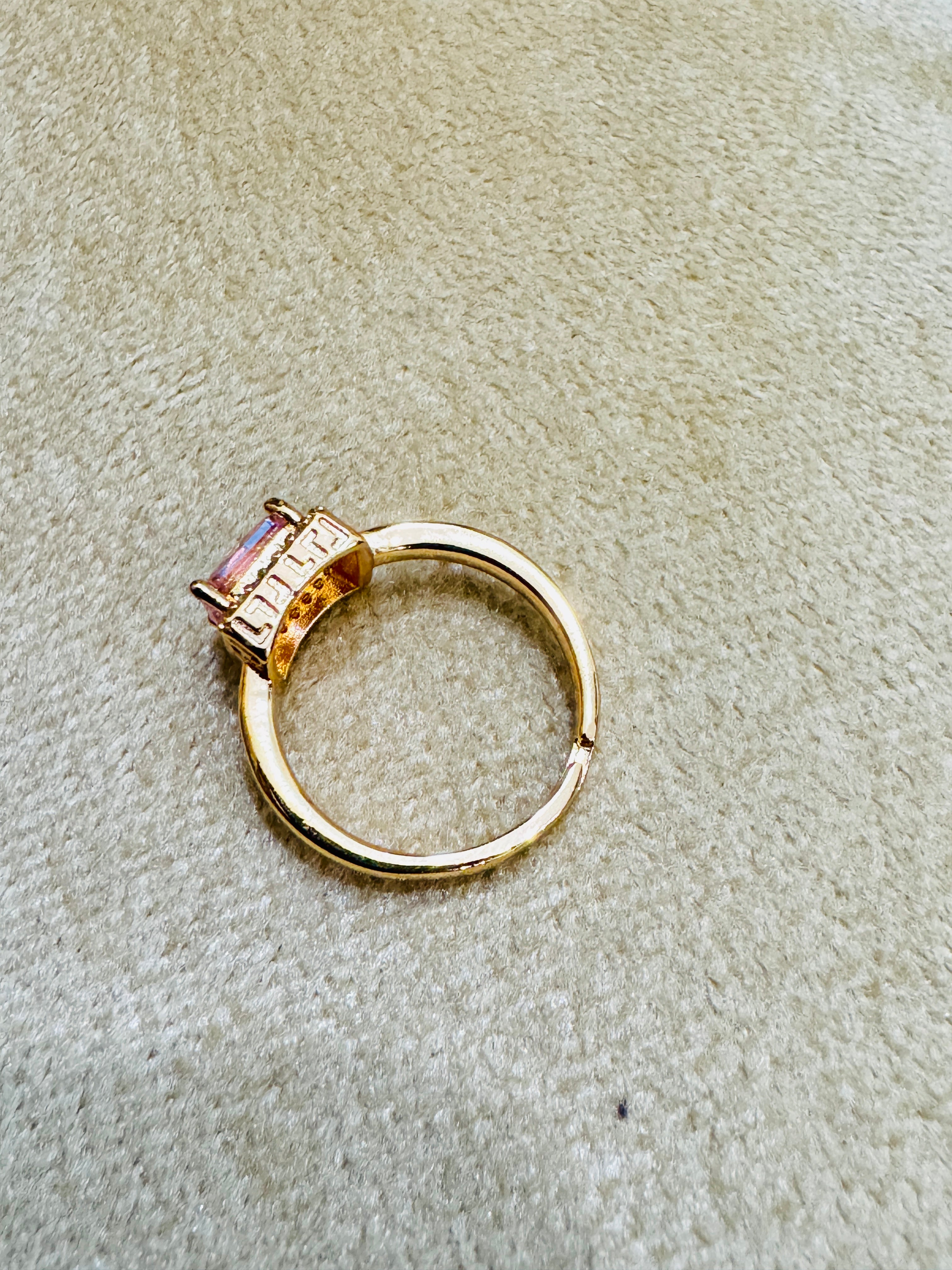 Gold Plated Pink Zircon Statement Ring – Elegant & Romantic Gift for Her