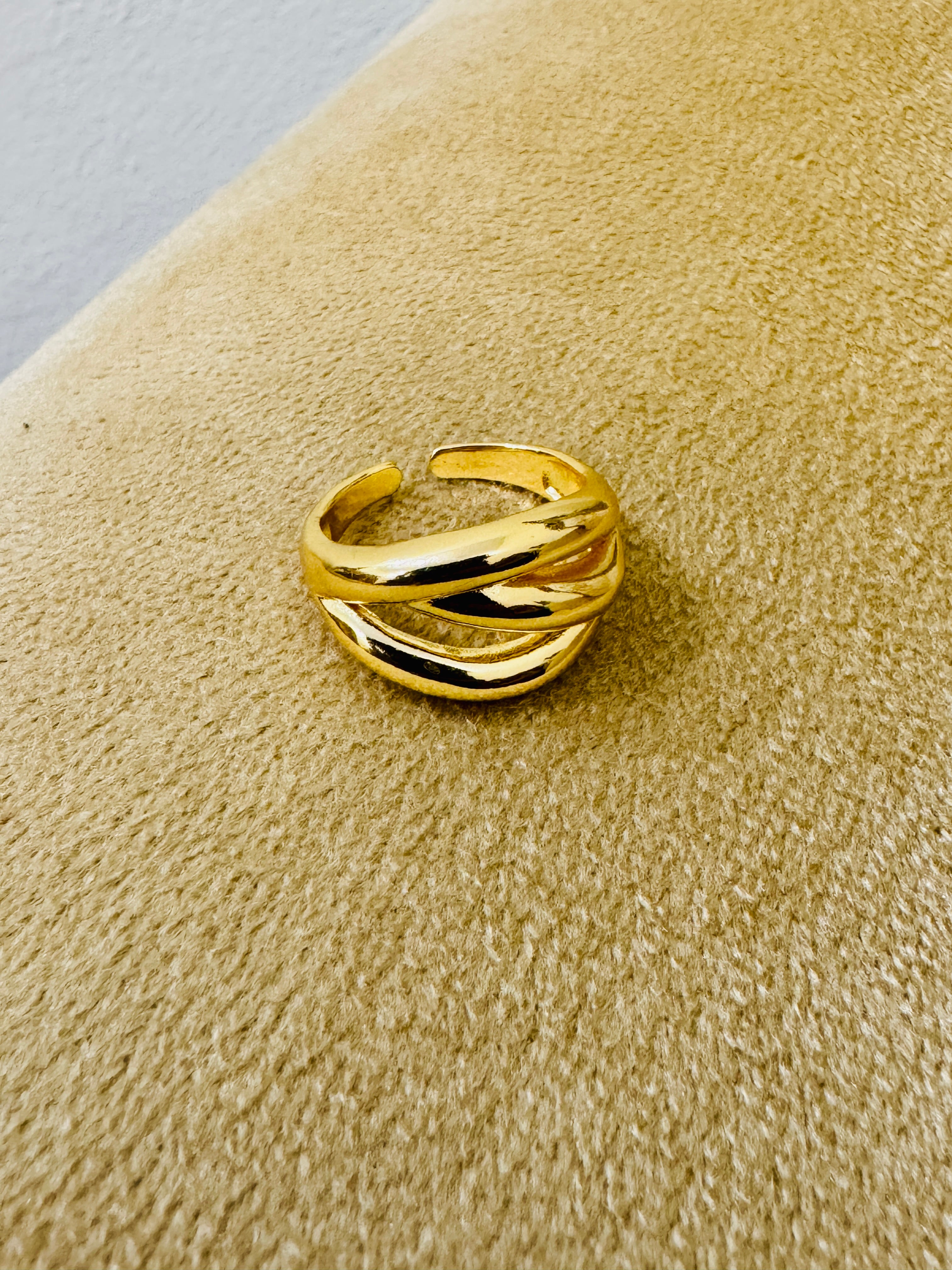Premium Gold Plated Adjustable Twisted Ring – Stylish Daily Wear Elegance