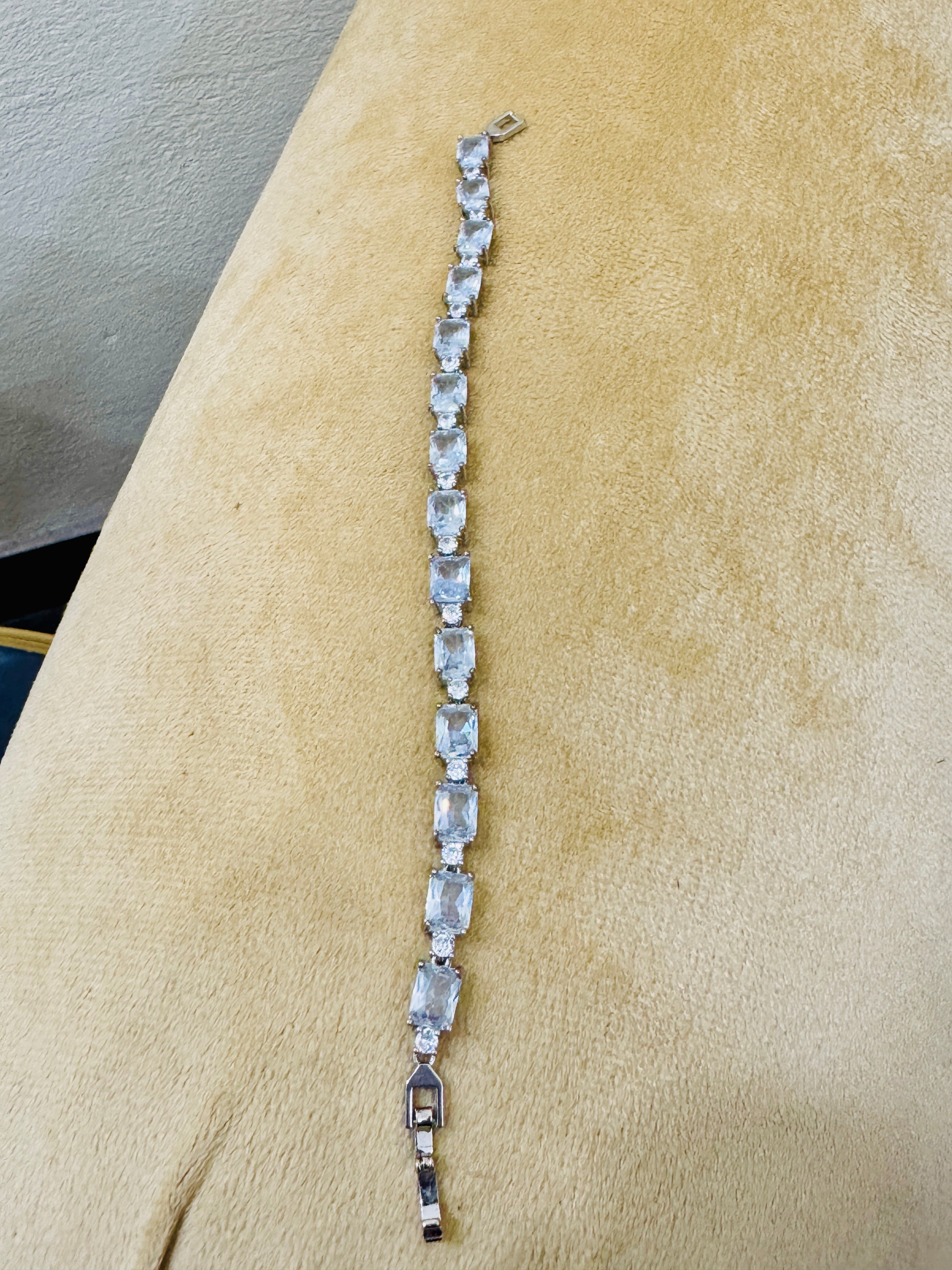 Luxury Silver-Plated Crystal Tennis Bracelet – Perfect for Bridal & Party Wear