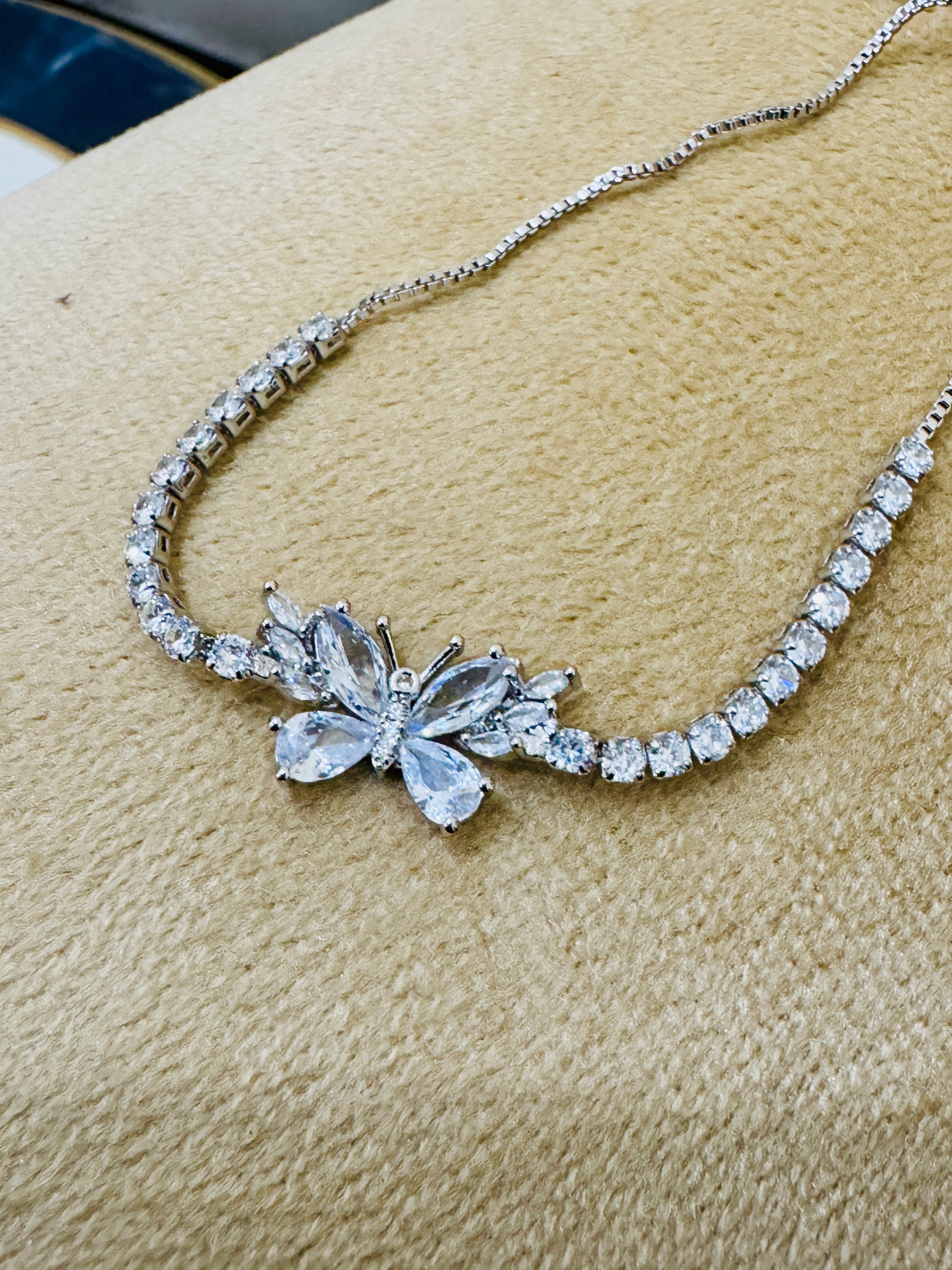 Elegant Silver-Plated Butterfly Crystal Bracelet – Perfect for Weddings & Festive Wear